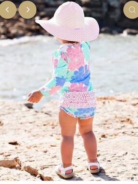 Ruffle Butts Pink and White Striped Sun Hat